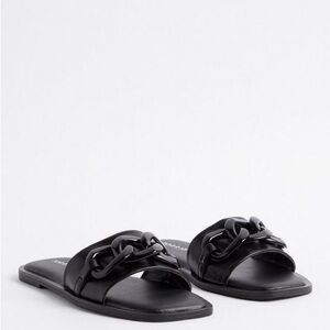 Torrid Oversized Black Chain Detail Women's Slide Sandals